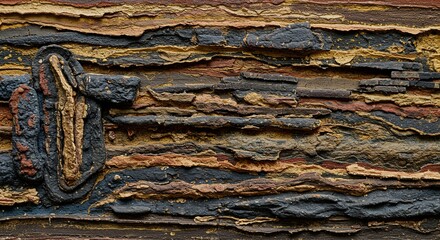 Poster - The image is a close up of a piece of wood with a lot of cracks and splinters