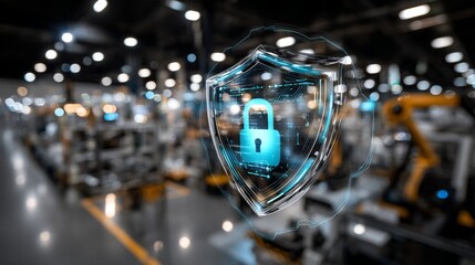 Poster - Cybersecurity for Industrial Automation serves as a digital shield to protect a factory network from potential cyberattacks