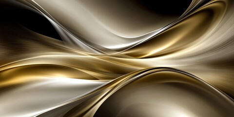 Canvas Print - fluid gold elegant flowing lines and abstract dynamic waves on golden gradient background