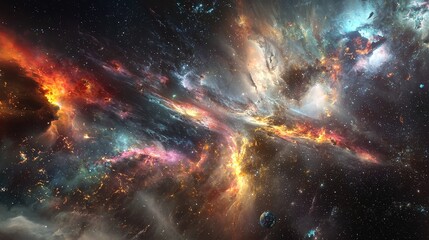 Wall Mural - colorful cosmic nebula with stars and galactic dust in space