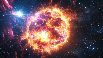 Wall Mural - explosive cosmic nebula displaying vibrant colors and awe-inspiring detail