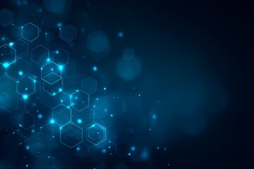 Poster - For a medical technology presentation, consider an abstract background that incorporates light blue and hexagon shapes