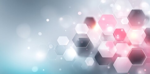 Poster - A 3D rendering featuring a background pattern of blue and orange hexagons