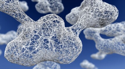 Poster - A 3D modern illustration of interconnected servers in a virtual cloud environment is referred to as Cloud Networking