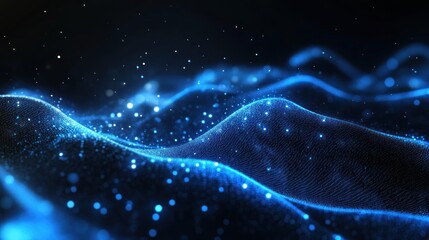 Aufkleber - Abstract blue glowing particles