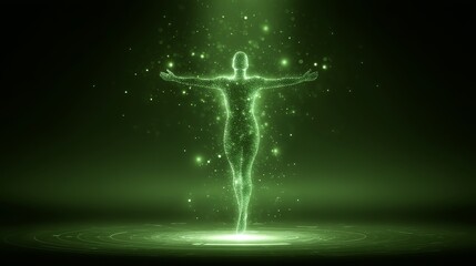 Poster - the concept of human power, digital immortality, virtual reality, stock, and resurrection is a scien