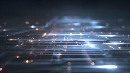 Poster - Abstract circuit board illustration with glowing lights, representing modern technology