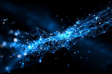 Aufkleber - A dynamic digital landscape, characterized by futuristic blue data streams and glowing lines, serves as a representation of technology and innovation, highlighting the importance of speed and