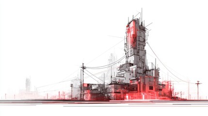 Poster - A virtual environment showcases a futuristic cityscape with a resplendent digital neon glow, symbolizing the convergence of technology, innovation, and modern urban metropolitan development