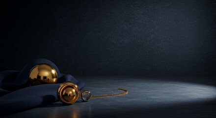 Poster - A gold ball is on a blue cloth