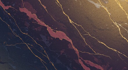 Poster - A gold and black marble wall with a gold and red stripe