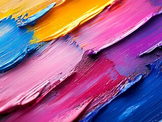 Poster - Vibrant paint strokes with a dynamic flow of colors and textured surfaces