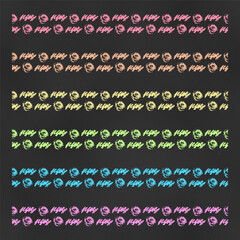 Wall Mural - Set of Horizontal Seamless Borders Chalk Drawn Sketches of Colorful Scribbles and Circles.