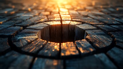 Poster - Sunlit portal from geometric stone formations, symbolizing mystery and adventure