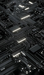 Poster - detailed view of a modern motherboard showcasing intricate circuitry and advanced technology