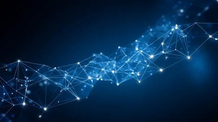Poster - A network background is formed by connecting a simple grid through lines of digital technology