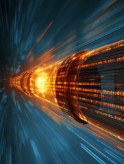 Poster - A futuristic business background featuring abstract glowing lines and data technology