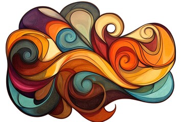 Fototapete - Fluid abstract painting with swirling forms and a rich mix of warm tones --