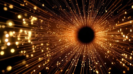Poster - In a sci-fi virtual environment, a futuristic abstract HUD interface showcases glowing holographic elements and streaming data, embodying advanced technology and digital innovation