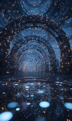 Poster - Mystical tunnel of light and reflections creates an immersive and dreamy experience for viewers