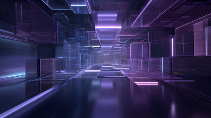 Poster - Abstract technology background with luminous structure and glowing lines creating perspective
