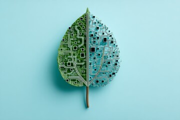 Poster - The blend of technology and nature is evident in circuit-designed leaves