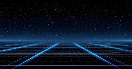 Poster - A 3D illustration serves as the backdrop for a futuristic digital grid and particles that comprise an abstract cyber technology environment background