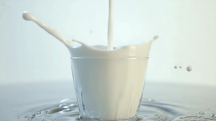 Poster - A glass filled with milk and a small amount of another liquid, perfect for a snack or meal