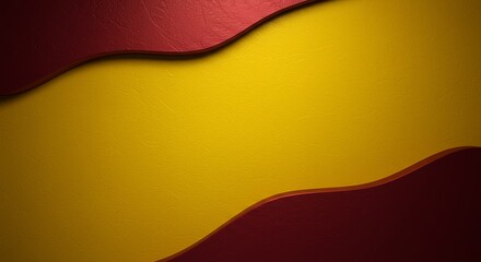 Poster - A yellow and red striped background with a red wave