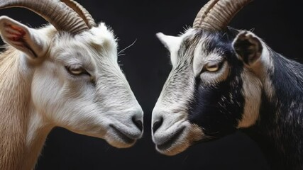 Poster - Two goats standing side by side in a field or meadow