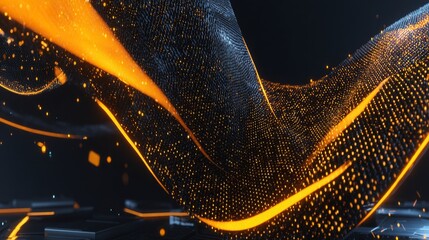Poster - Shining information circuits in a futuristic abstract digital world virtual landscape