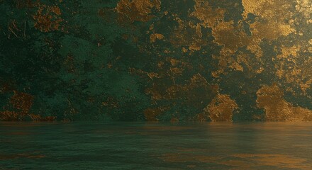 Poster - A wall with a green background and gold accents