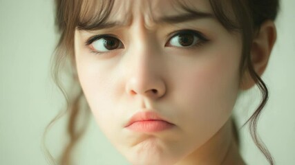 Poster - A close-up shot of a young woman showing concern and worry on her face