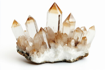 Aufkleber - Crystal cluster with pointed formations isolated on white Generative AI