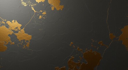 Poster - A black and gold background with a gold leafy pattern