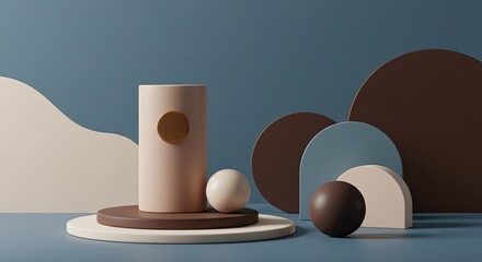 Poster - A 3D model of a table with a round object on top of it
