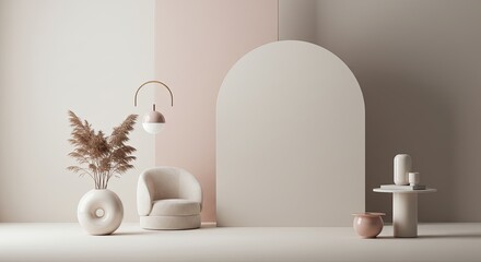 Poster - A white room with a white archway and a white wall
