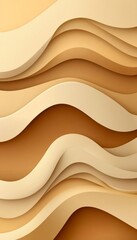 Wall Mural - abstract background, beige waves in paper cutout style, modern paper art design for wallpaper
