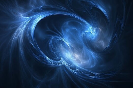 Cool abstract swirls of blue with light and dark tonal contrast 