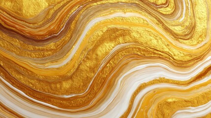 Wall Mural - abstract liquid art, gold, and taupe swirls, delicate fluid painting with dynamic waves