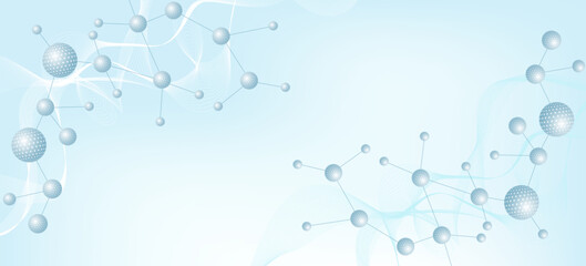 Poster - Structure molecule and communication Dna, atom, neurons. Science concept for your design. Connected lines with dots. Medical, technology, chemistry, science background. Vector illustration.