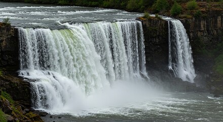 Poster - A waterfall with a greenish tint