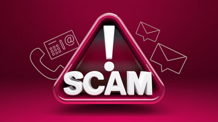 Poster - Crimson triangular warning sign displays 