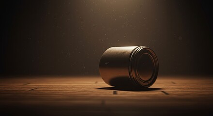 Poster - A can is sitting on a wooden floor