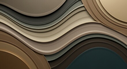 Poster - A series of brown and black stripes are arranged in a wave pattern