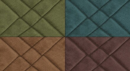 Poster - Four different colored squares of carpet with a pattern of squares