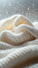 Poster - Intimate Winter Warmth: A Knitted Textile Embraced by Subtle Luminescent Embellishments