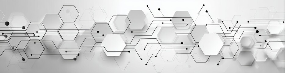 Poster - The design incorporates a geometric abstract background, characterized by a pattern of simple hexagonal elements, making it suitable for use in medical, technology, or science contexts