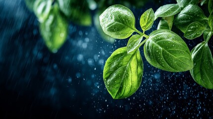 Poster - a futuristic landscape featuring leaves that float in a weightless environment, lit up by an intense