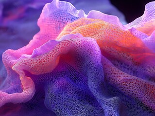 Poster - Chromatic Abstraction: A Textured Tapestry of Gradient Hues and Sculpted Layers
